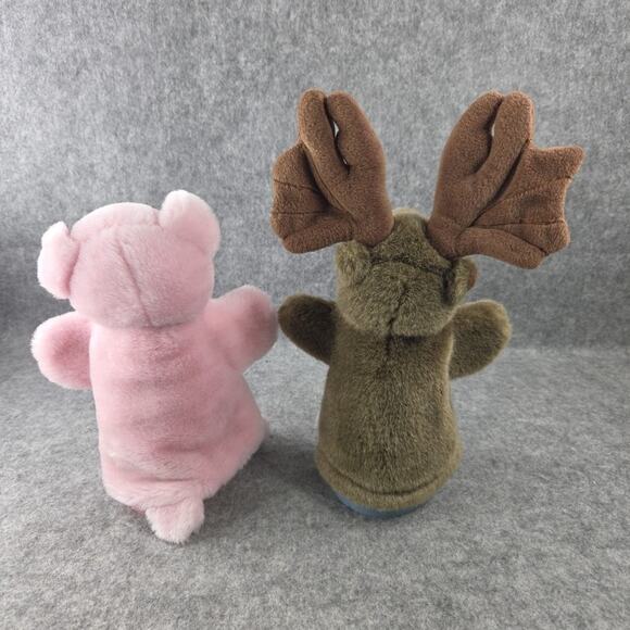 Alma's Designs Hand Puppet Lot Pink Pig Brown Moose Pretend Play Golf Club Cover - Picture 3 of 15